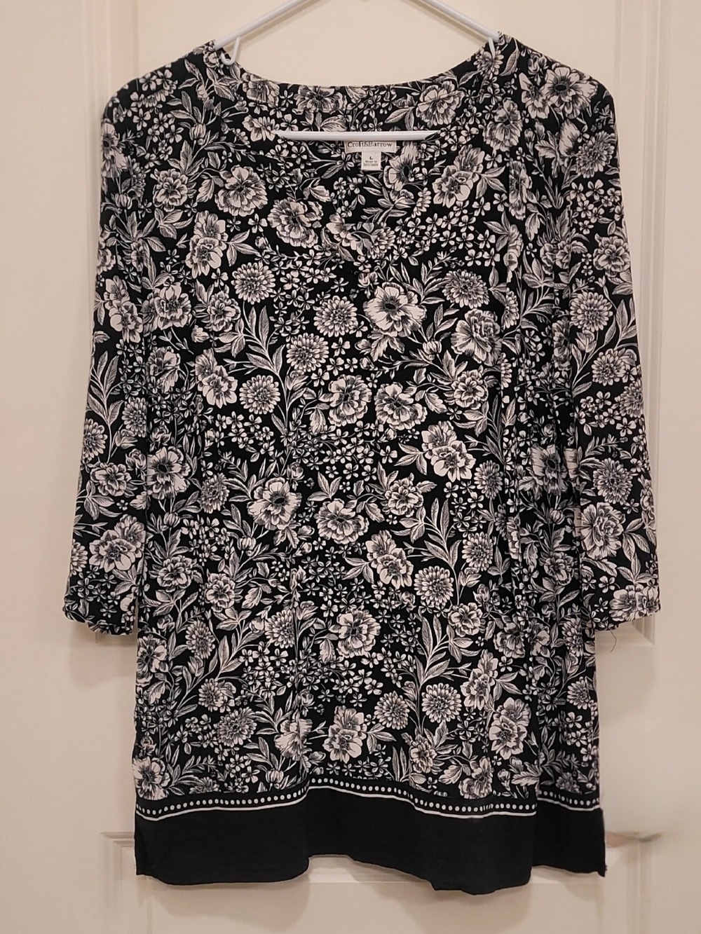 croft & barrow Black and White Floral Tunic